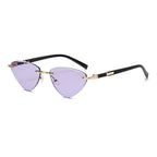 (6 PACK) Wholesale Sunglasses Fashion Triangle Cat Eye Women Unique Cut Edge 2024 - BulkSunglassesWholesale.com - Purple Lens