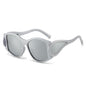 (6 PACK) Wholesale Sunglasses New Arrival Round Oversized Unique Punk Fashion Women 2024 - BulkSunglassesWholesale.com - Silver Frame Mirrored Lens