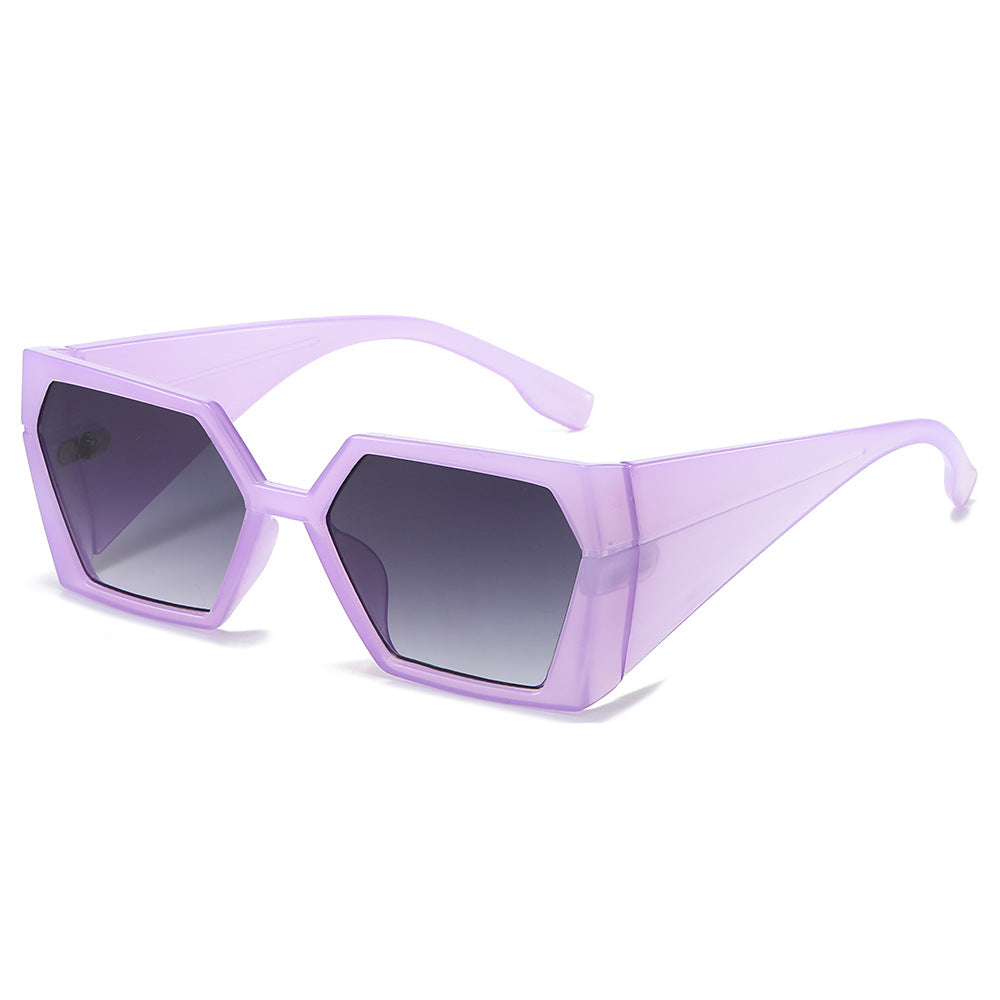 (6 PACK) Wholesale Sunglasses New Arrival Square Fashion Unique Hip Hop Fashion Women 2024 - BulkSunglassesWholesale.com - Purple Frame Gradient Black Lens