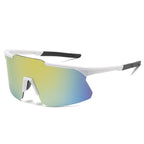 (12 PACK) Wholesale Sports Sunglasses New Arrival Unisex Fashion Oversized Outdoor Sport Cycling 2024 - BulkSunglassesWholesale.com - White Frame Gold Mirrored