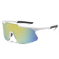 (12 PACK) Wholesale Sports Sunglasses New Arrival Unisex Fashion Oversized Outdoor Sport Cycling 2024 - BulkSunglassesWholesale.com - White Frame Gold Mirrored