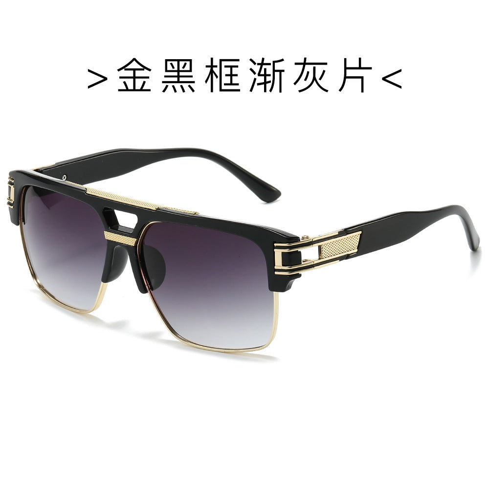 (6 PACK) Wholesale Sunglasses Metal Square Trendy Women 2024 - BulkSunglassesWholesale.com - Gold Black Frame Gradient Black Lens