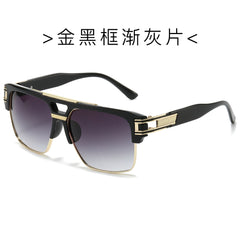 (6 PACK) Wholesale Sunglasses Metal Square Trendy Women 2024 - BulkSunglassesWholesale.com - Gold Black Frame Gradient Black Lens