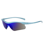 (12 PACK) Wholesale Sports Sunglasses Fashion Unique Women Trendy Sport Cycling Windproof 2024 - BulkSunglassesWholesale.com - Blue Frame Blue Mirrored