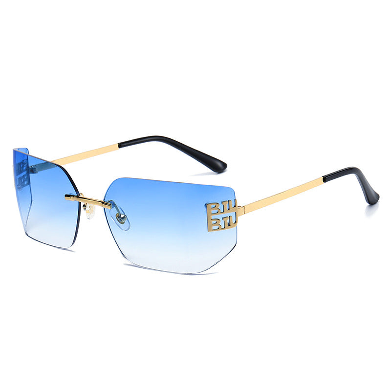 (6 PACK) Wholesale Sunglasses Vintage New Arrival 2024 - BulkSunglassesWholesale.com - Gold Frame Gradient Blue