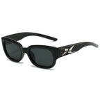 (6 PACK) Wholesale Sunglasses Korean Square Women Trendy Square Round 2024 - BulkSunglassesWholesale.com - Black Frame Black Lens