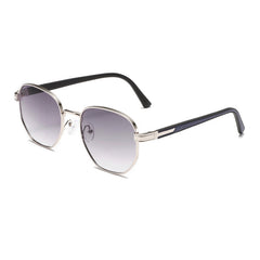 (6 PACK) Wholesale Sunglasses Metal Vintage Trendy Street 2024 - BulkSunglassesWholesale.com - Silver Frame Gradient Black