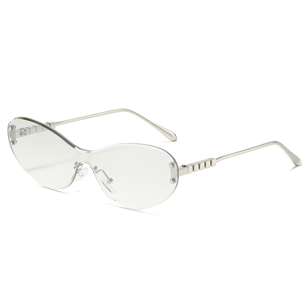 (6 PACK) Wholesale Sunglasses New Arrival Cat Eye Unique One Piece Square 2025 - BulkSunglassesWholesale.com - Silver Frame Mirrored