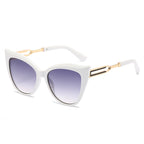 (6 PACK) Wholesale Sunglasses New Arrival Cat Eye Fashion Unique Oversized Women 2025 - BulkSunglassesWholesale.com - White Frame Gradient Black Lens