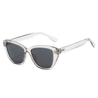 (6 PACK) Wholesale Sunglasses New Arrival Cat Eye Fashion 2025 - BulkSunglassesWholesale.com - Clear Grey Frame Black Lens