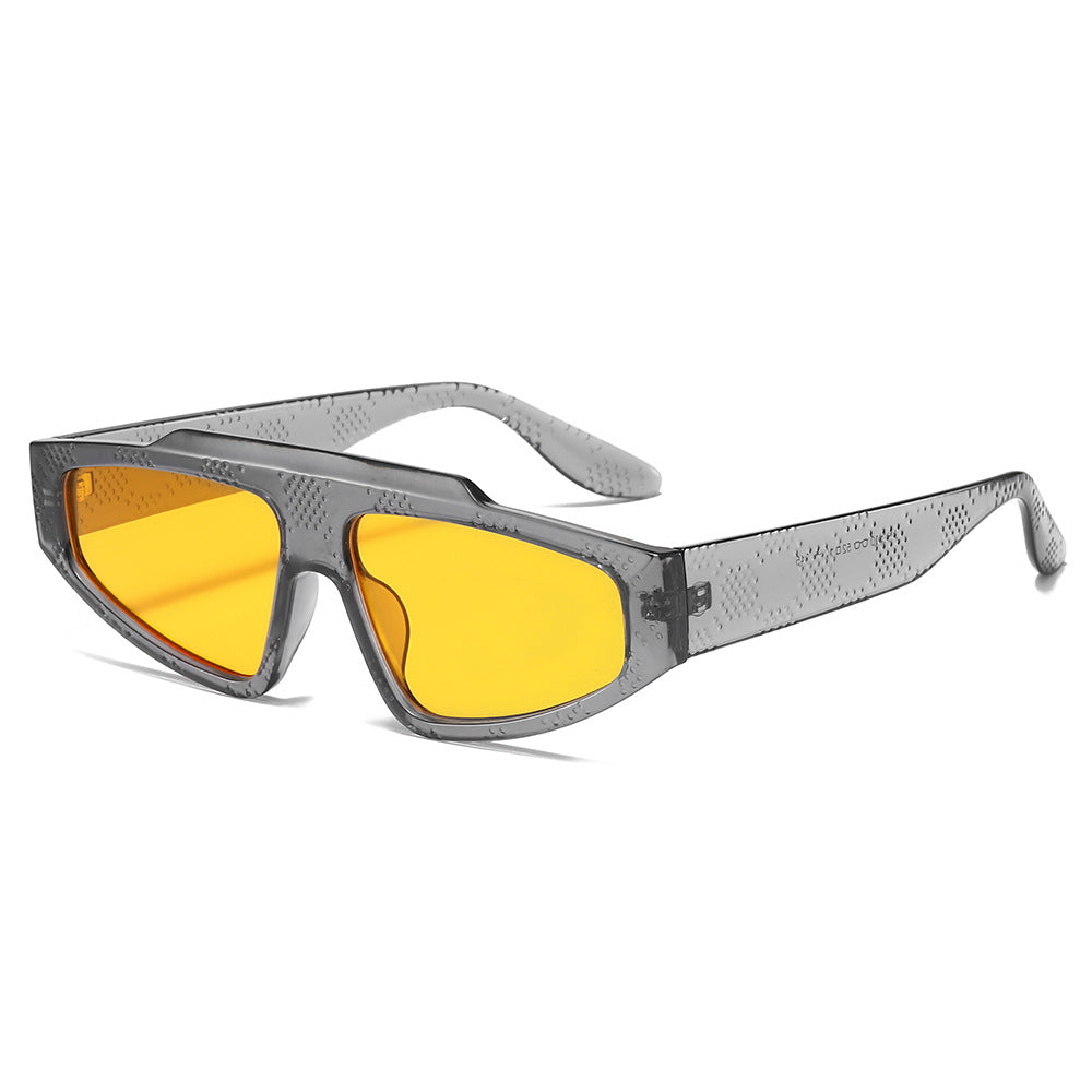 (6 PACK) Wholesale Sunglasses Small New Arrival Trendy Street Fashion 2025 - BulkSunglassesWholesale.com - Clear Grey Frame Yellow Lens