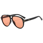 (6 PACK) Wholesale Sunglasses New Arrival Aviator Vintage Aviator Fashion 2024 - BulkSunglassesWholesale.com - Black Frame Red Tea Lens
