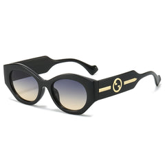 (6 PACK) Wholesale Sunglasses New Arrival Cat Eye Men Fashion Unique 2024 - BulkSunglassesWholesale.com - Black Frame Grey Yellow Lens