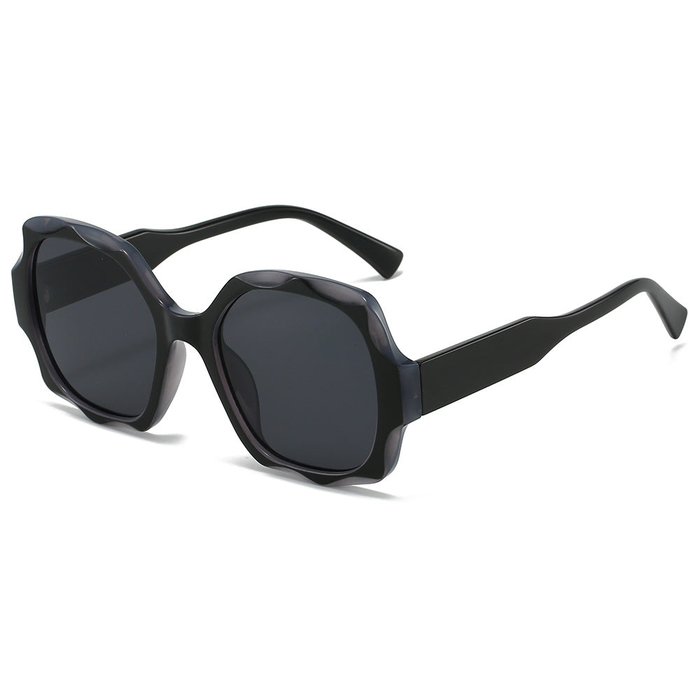 (6 PACK) Wholesale Sunglasses New Arrival Square Unique Fashion Street 2024 - BulkSunglassesWholesale.com - Shiny Black Frame Black Lens