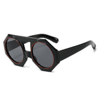 (6 PACK) Wholesale Sunglasses New Arrival Candy Unique Oversized Vintage Double Bridge Fashion 2024 - BulkSunglassesWholesale.com - Black Frame Black Lens