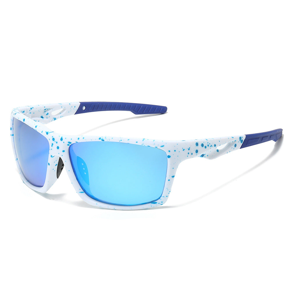 (6 PACK) Wholesale Sunglasses Polarized Outdoor Cycling 2025 - BulkSunglassesWholesale.com - White Frame Blue Mirrored