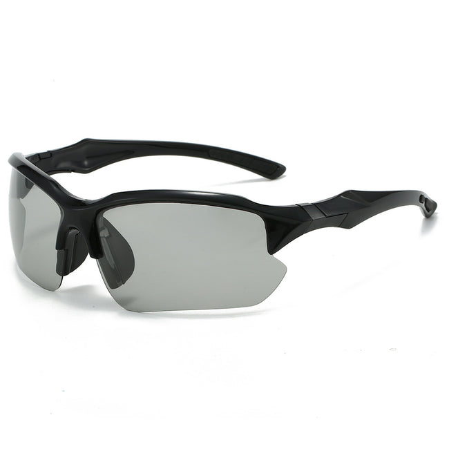 (6 PACK) Wholesale Sunglasses Sport Semirimless Polarized Men Cycling 2024 - BulkSunglassesWholesale.com - Black Frame Photochromic Grey ( Photochromic ) Hover Image