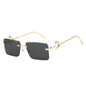 (6 PACK) Wholesale Sunglasses New Arrival Rimless Unique Metal Fashion Cut Edge Women 2024 - BulkSunglassesWholesale.com - Gold Frame Black Lens