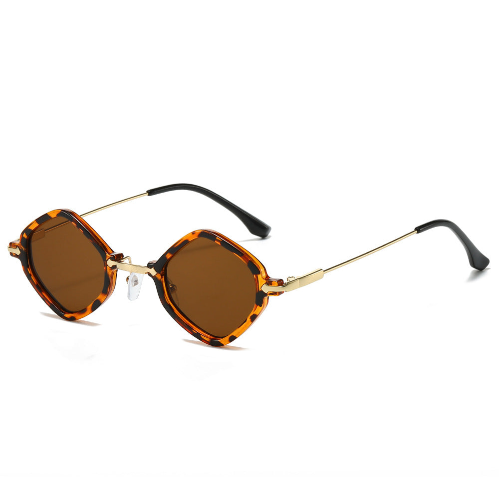 (6 PACK) Wholesale Sunglasses New Arrival Punk Hip Hop Small Unique Women 2024 - BulkSunglassesWholesale.com - Leopard Print Frame Tea Lens