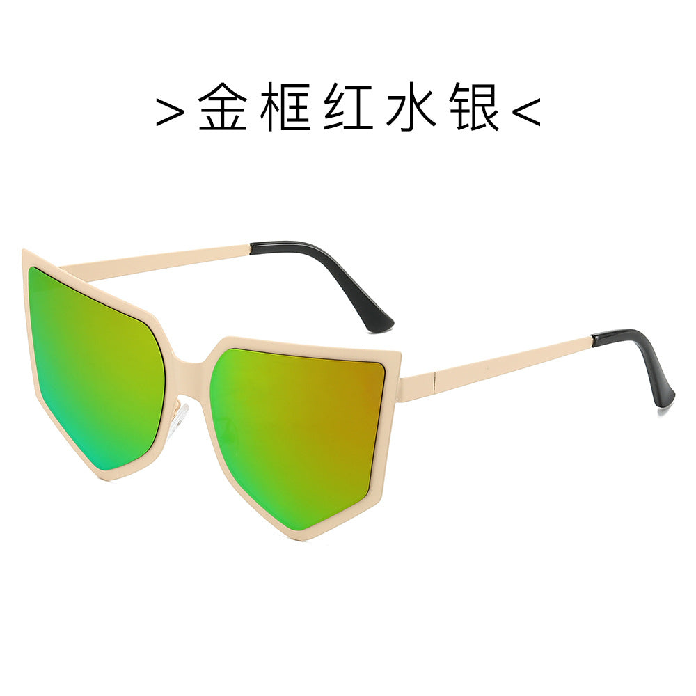 (6 PACK) Wholesale Sunglasses New Arrival Fashion Mirrored Windproof Women 2024 - BulkSunglassesWholesale.com - Gold Frame Red Mirrored