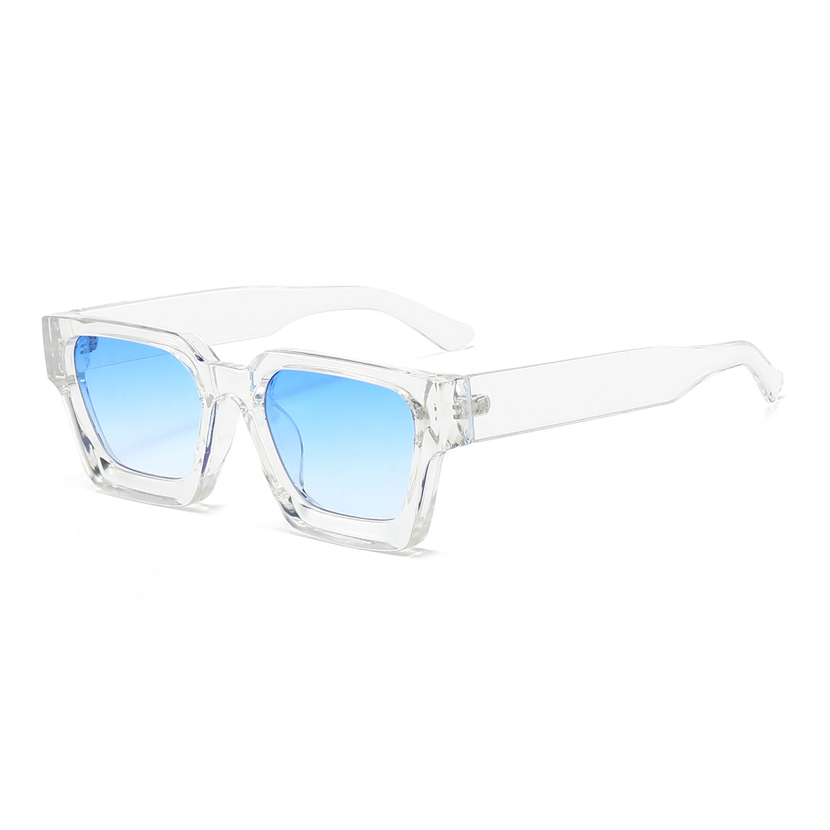 (6 PACK) Wholesale Sunglasses Square New Arrival Trendy Square Unique Oversized 2024 - BulkSunglassesWholesale.com - Transparent Frame Gradient Blue Lens