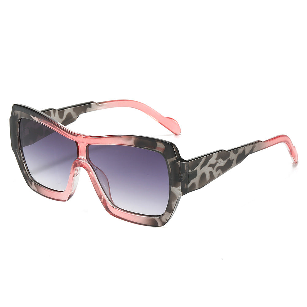 (6 PACK) Wholesale Sunglasses New Arrival One Piece Square One Piece Oversized Fashion 2025 - BulkSunglassesWholesale.com - Pink Grey Frame Grey Pink Lens
