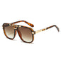 (6 PACK) Wholesale Sunglasses New Arrival Vintage Double Bridge Aviator Fashion Square Men 2025 - BulkSunglassesWholesale.com - Leopard Print Frame Gradient Tea Lens