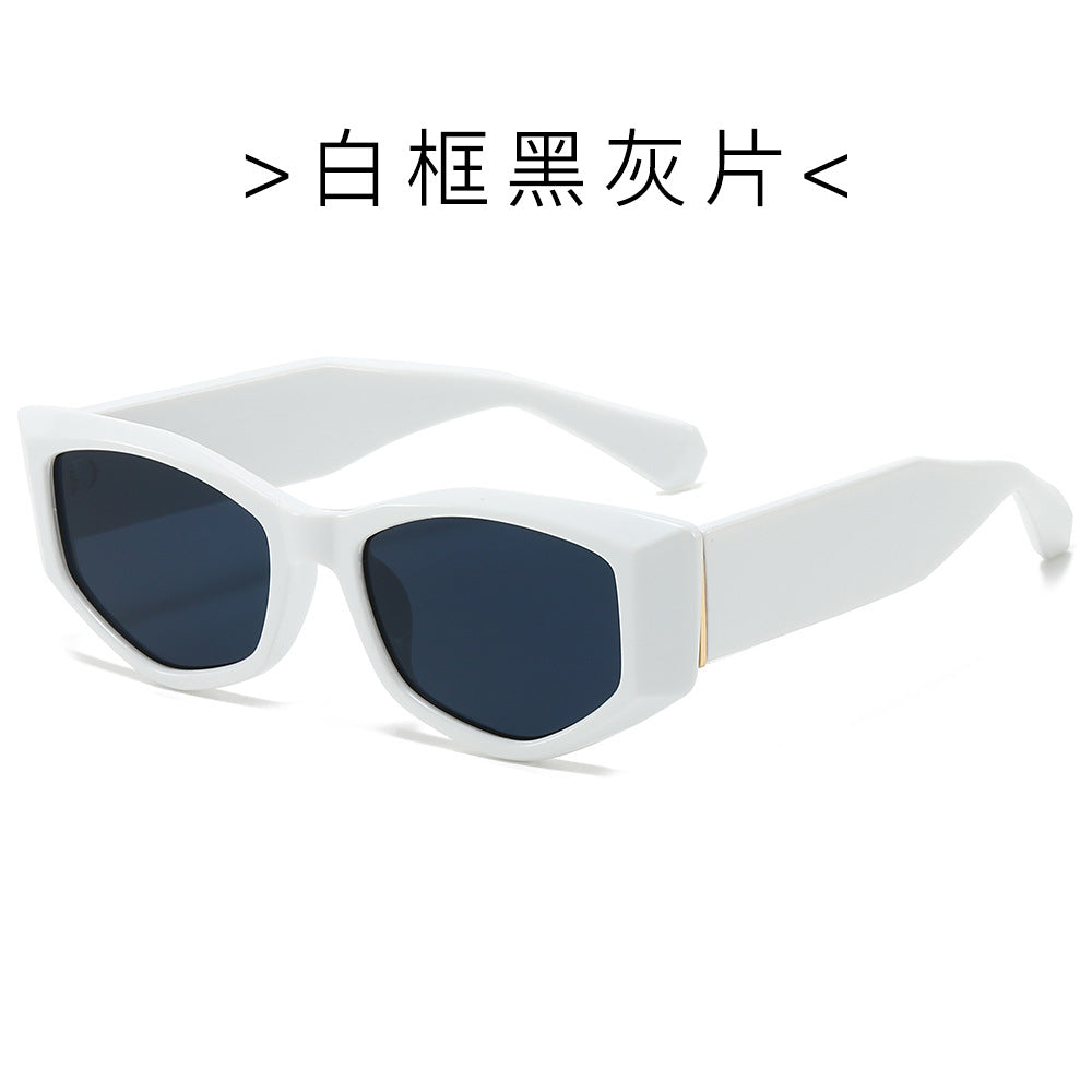 (6 PACK) Wholesale Sunglasses Unique New Arrival Trendy Cat Eye Women 2024 - BulkSunglassesWholesale.com - White Frame Black Black Lens