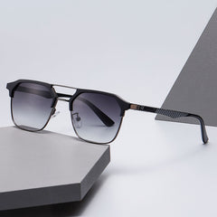 (6 PACK) Wholesale Sunglasses Metal Vintage Trendy Street 2024 - BulkSunglassesWholesale.com - Gunmetal Frame Gradient Black