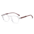 (6 PACK) Wholesale Eyeglasses Frames New Arrival Antiblue Light Fashion Rivet Korean Wood Grain Small Trendy 2025 - BulkSunglassesWholesale.com - Transparent Frame