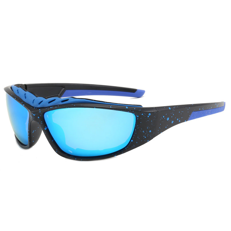 (12 PACK) Wholesale Sports Sunglasses New Arrival Polarized Sport Outdoor Cycling 2024 - BulkSunglassesWholesale.com - Black Frame Blue Mirrored
