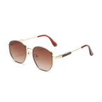 (6 PACK) Wholesale Sunglasses Metal Vintage Trendy Street 2024 - BulkSunglassesWholesale.com - Gold Frame Tea Lens