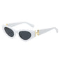 (6 PACK) Wholesale Sunglasses Cat Eye Fashion Trendy Unique Women 2025 - BulkSunglassesWholesale.com - White Frame Black Lens