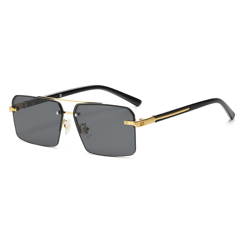 (6 PACK) Wholesale Sunglasses New Arrival Square Trendy Fashion Unisex Semirimless 2024 - BulkSunglassesWholesale.com - Black Grey
