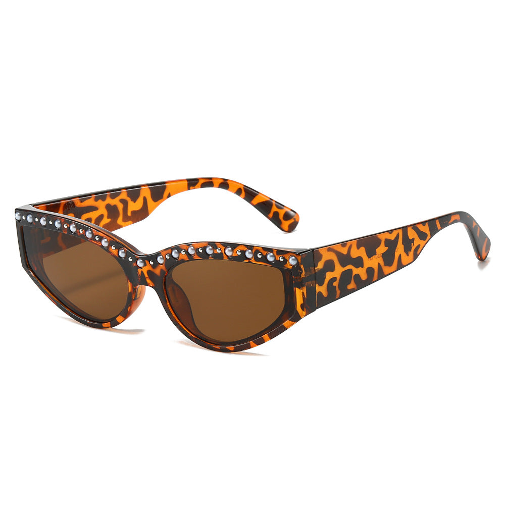 (6 PACK) Wholesale Sunglasses New Arrival Fashion Cat Eye Women Trendy Rhinestone Women 2025 - BulkSunglassesWholesale.com - Leopard Print Frame Tea Lens
