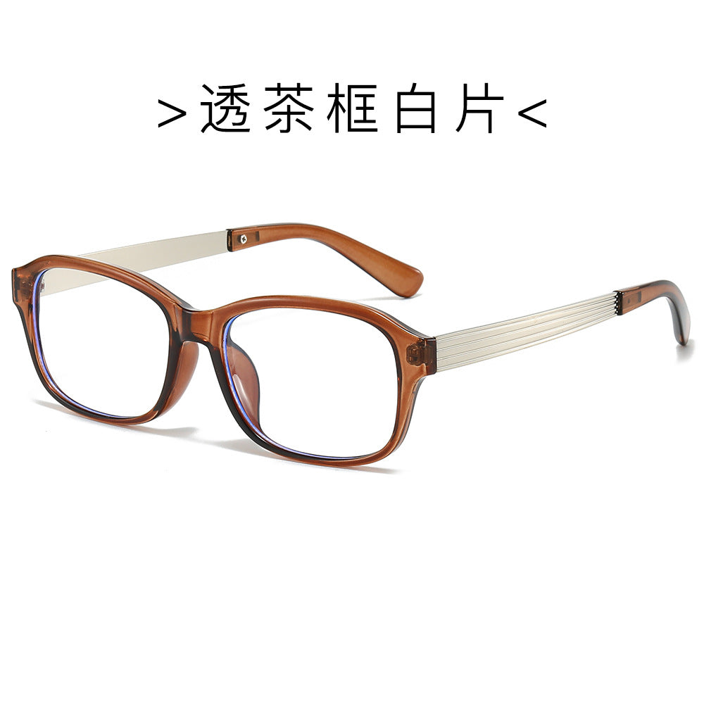 (6 PACK) Wholesale Sunglasses New Arrival Fashion Square Metal 2024 - BulkSunglassesWholesale.com - Clear Tea Frame Clear Lens