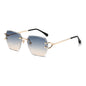 (6 PACK) Wholesale Sunglasses Fashion Metal Oversized Square Cut Edge Street Trendy 2024 - BulkSunglassesWholesale.com - Gold Frame Grey Tea