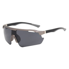 (12 PACK) Wholesale Sports Sunglasses Sport Cycling Women Outdoor New Arrival One Piece Windproof 2024 - BulkSunglassesWholesale.com - Gunmetal Frame Black Lens