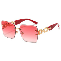 (6 PACK) Wholesale Sunglasses New Arrival Rimless Cut Edge Fashion Vintage Outdoor Women 2024 - BulkSunglassesWholesale.com - Gradient Red Lens