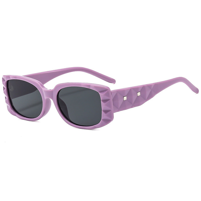 (6 PACK) Wholesale Sunglasses New Arrival Square Fashion Square Fashion Unisex 2024 - BulkSunglassesWholesale.com - Purple Frame Black Lens