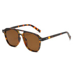 (6 PACK) Wholesale Sunglasses New Arrival Unique Aviator Trendy Street 2025 - BulkSunglassesWholesale.com - Leopard Print Frame Tea Lens
