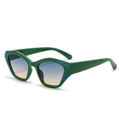 (6 PACK) Wholesale Sunglasses Cat Eye Vintage 2024 - BulkSunglassesWholesale.com - Green Frame Blue Tea