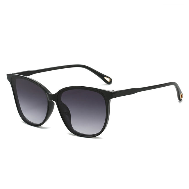 (6 PACK) Wholesale Sunglasses Fashion Unique Cat Eye Trendy Street Women 2024 - BulkSunglassesWholesale.com - Black Frame Gradient Black Lens Hover Image
