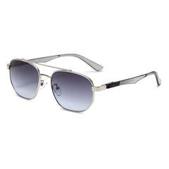 (6 PACK) Wholesale Sunglasses Metal Vintage Trendy Street 2024 - BulkSunglassesWholesale.com - Silver Frame Grey Blue