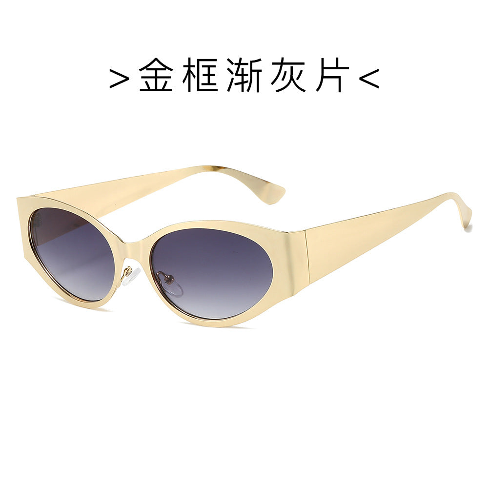 (6 PACK) Wholesale Sunglasses New Arrival Round Fashion Round Unisex 2024 - BulkSunglassesWholesale.com - Gold Frame Gradient Black Lens