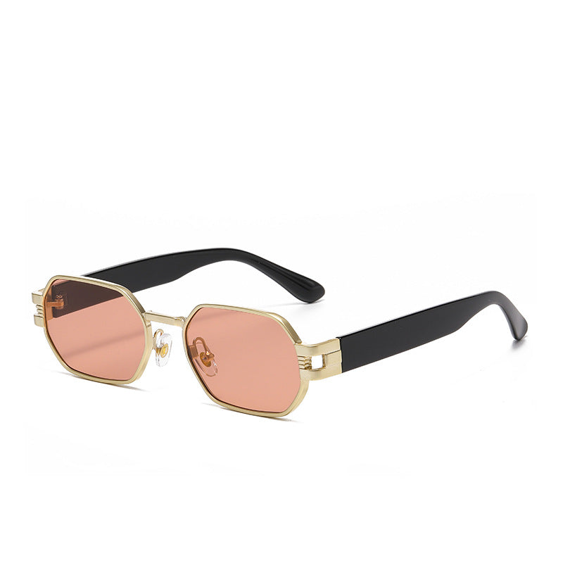 (6 PACK) Wholesale Sunglasses New Arrival Unique Square Hip Hop Trendy 2024 - BulkSunglassesWholesale.com - Gold Frame Orange Red