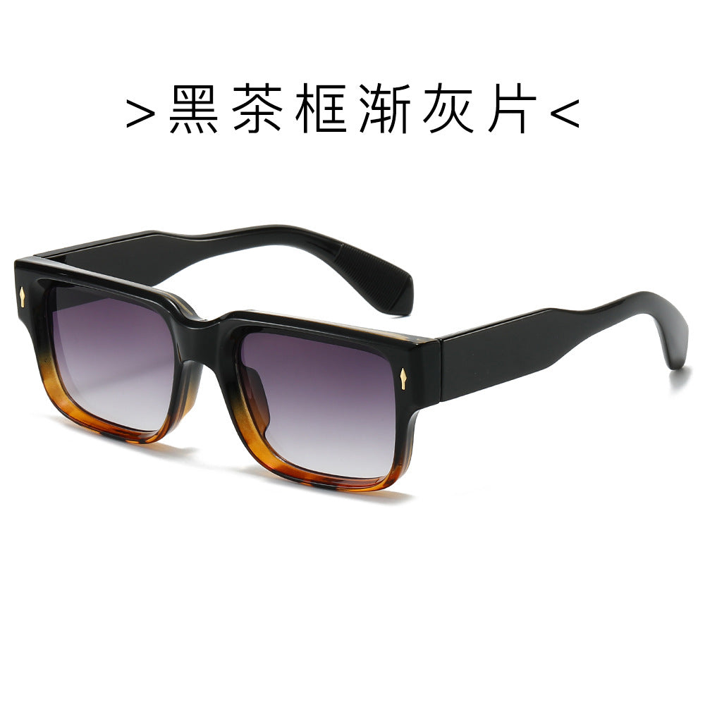 (6 PACK) Wholesale Sunglasses New Arrival Square Street Small Unique 2024 - BulkSunglassesWholesale.com - Black Tea Frame Gradient Black Lens