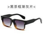 (6 PACK) Wholesale Sunglasses New Arrival Square Street Small Unique 2024 - BulkSunglassesWholesale.com - Black Tea Frame Gradient Black Lens