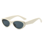 (6 PACK) Wholesale Sunglasses Vintage Cat Eye Korean Square Round Street Fashion 2025 - BulkSunglassesWholesale.com - Beige White Frame Black Lens