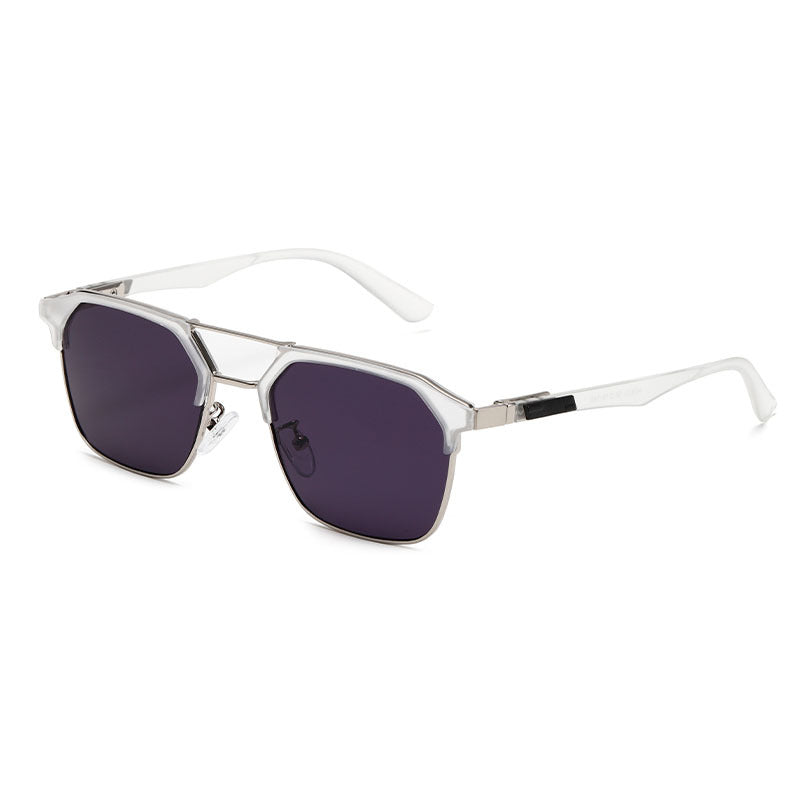 (6 PACK) Wholesale Sunglasses Metal Vintage Trendy Street 2024 - BulkSunglassesWholesale.com - Silver Frame Black Grey